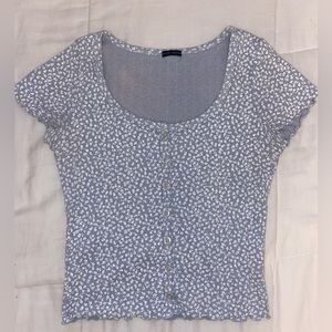 BRANDY MELVILLE blue floral buttoned top